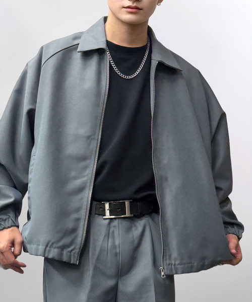 Ammie（アミー）の「ワイドスクエア ジップアップブルゾン（ブルゾン・メンズ・ブラック/ネイビー/グレー・L/M）」の15枚目の写真