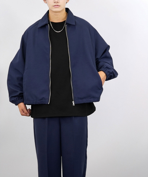 Ammie（アミー）の「ワイドスクエア ジップアップブルゾン（ブルゾン・メンズ・ブラック/ネイビー/グレー・L/M）」の19枚目の写真
