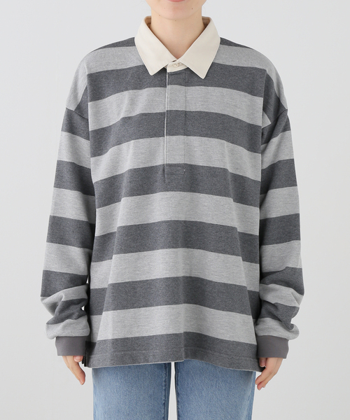 Spick & Span(スピックアンドスパン)の「《別注》HARDIN KNITWEAR ラガーシャツ*(ポロシャツ・レディース・ベージュ/グレー・FREE)」の12枚目の写真