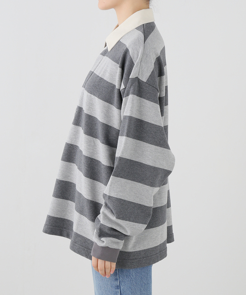 Spick & Span(スピックアンドスパン)の「《別注》HARDIN KNITWEAR ラガーシャツ*(ポロシャツ・レディース・ベージュ/グレー・FREE)」の13枚目の写真