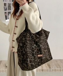 大容量/レオパード柄リバーシブルトートバッグ
