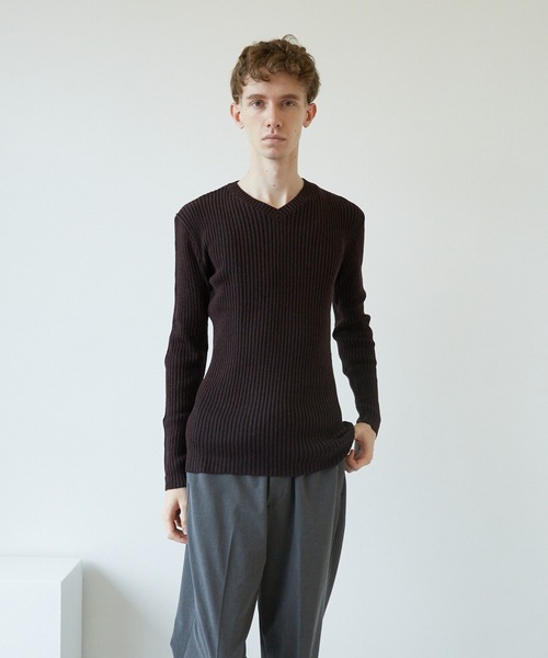 VIBGYOR（ヴィブジョー）の「VIBGYOR　Select／二重ｳｽ風リブ　Vネック(BL)（ニット/セーター・メンズ・その他1/その他2/その他3/オフホワイト/ブラック・LARGE/MEDIUM/X-LARGE）」の4枚目の写真