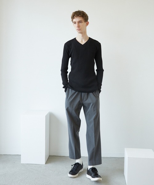 VIBGYOR（ヴィブジョー）の「VIBGYOR　Select／二重ｳｽ風リブ　Vネック(BL)（ニット/セーター・メンズ・その他1/その他2/その他3/オフホワイト/ブラック・LARGE/MEDIUM/X-LARGE）」の9枚目の写真