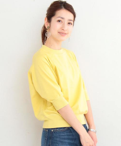 BEAUTY&YOUTH UNITED ARROWS(ビューティーアンドユースユナイテッドアローズ)の「BY∴ ミニ裏毛ラグランスリーブ5分袖プルオーバー ◆(スウェット・レディース・イエロー/ライム/パープル/ネイビー・FREE)」の4枚目の写真
