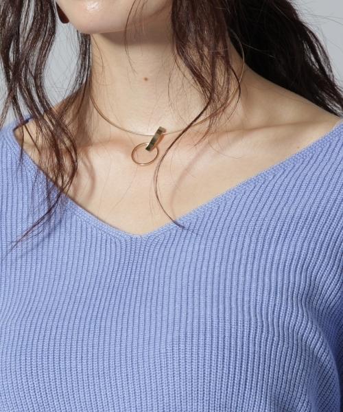 Andemiu（アンデミュウ）の「フリルソデニットプルオーバー773266（ニット/セーター・レディース・ブルー/オフホワイト/ブラウン・FREE）」の9枚目の写真