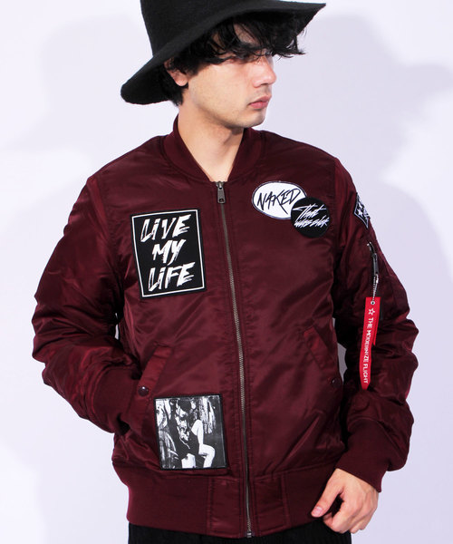 ８(eight)（エイト）の「ワッペン付き MA-1 ミリタリージャケット 中綿 ブルゾン （MA-1・メンズ・ブラック/オリーブ/ワイン・MEDIUM/LARGE/X-LARGE）」の3枚目の写真