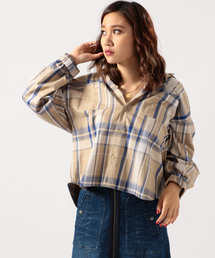 AVIREX | AVIREX/ L/S GATHERED SLEEVE CHECK SHIRT/ ギャザースリーブ チェックシャツ(シャツ/ブラウス)