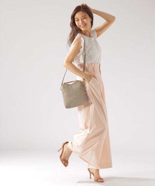 BAYFLOW(ベイフロー)の「BAYFLOW/チノワイドパンツ 18SS(チノパンツ)」|ピンク