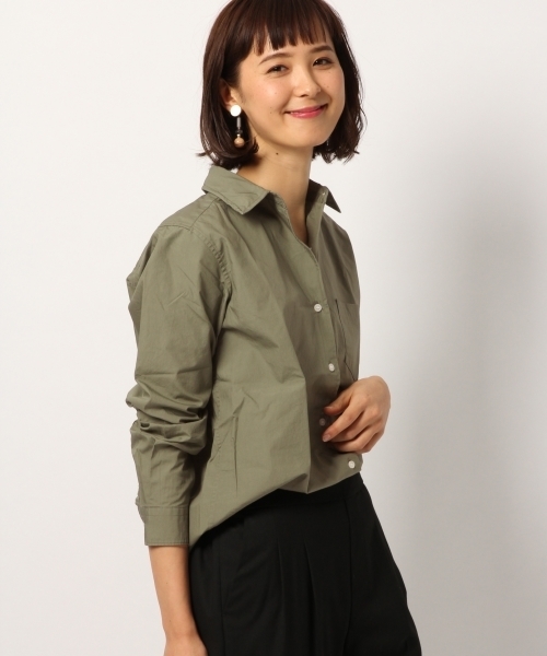 GLOBAL WORK（グローバルワーク）の「コットンワイヤーオーバーシャツ/774992（シャツ/ブラウス・レディース・カーキ/ネイビー/ホワイト/その他/ピンク・LARGE/MEDIUM/SMALL）」の3枚目の写真