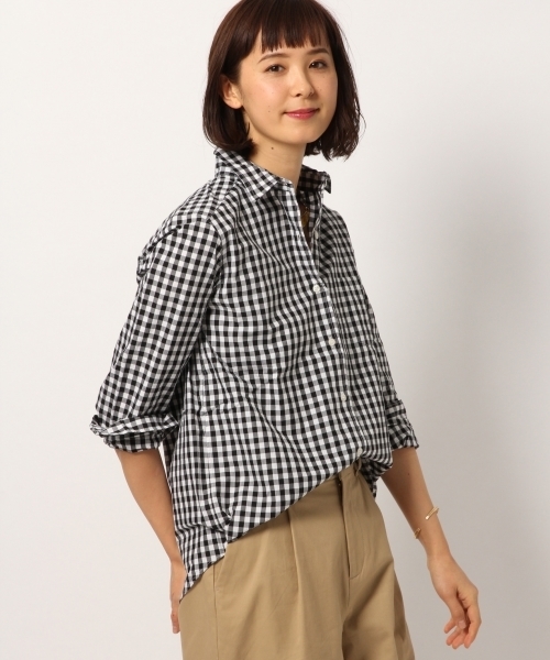 GLOBAL WORK（グローバルワーク）の「コットンワイヤーオーバーシャツ/774992（シャツ/ブラウス・レディース・カーキ/ネイビー/ホワイト/その他/ピンク・LARGE/MEDIUM/SMALL）」の5枚目の写真