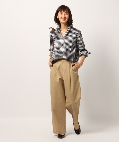 GLOBAL WORK（グローバルワーク）の「コットンワイヤーオーバーシャツ/774992（シャツ/ブラウス・レディース・カーキ/ネイビー/ホワイト/その他/ピンク・LARGE/MEDIUM/SMALL）」の8枚目の写真