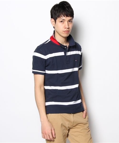 TOMMY HILFIGER(トミーヒルフィガー)の「13SS-NEW BAR STRIPE POLO(ポロシャツ・メンズ・ホワイト/ネイビー/グレー/レッド/ブルー/ターコイズブルー・LARGE/SMALL/MEDIUM/XX-LARGE/X-LARGE)」の4枚目の写真