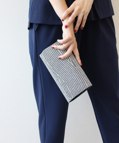 TITE IN THE STORE(ティテ インザ ストア)の「【結婚式/二次会/ドレス 】リボンビジューパーティーバッグ(クラッチバッグ)」|ブラック