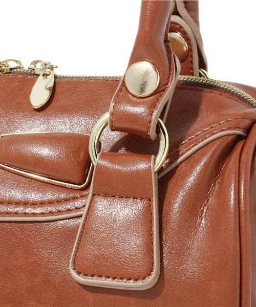 one after another NICE CLAUP（ワンアフターアナザーナイスクラップ）の「ﾘﾎﾞﾝ金具ﾎﾞｽﾄﾝ（ボストンバッグ・レディース・キャメル/ワイン/ブラック・FREE）」の4枚目の写真