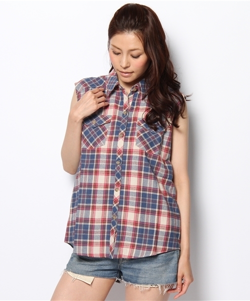 LOVE GIRLS MARKET（ラブ ガール マーケット）の「ハイブリットシャツ（シャツ/ブラウス・レディース・ブルー系/ピンク系・FREE）」の2枚目の写真