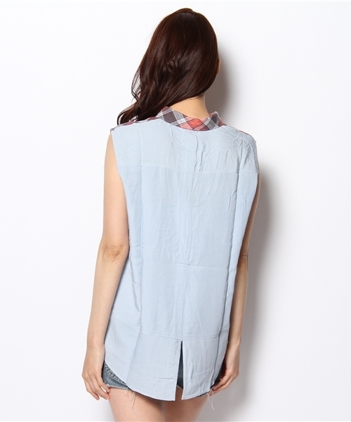 LOVE GIRLS MARKET（ラブ ガール マーケット）の「ハイブリットシャツ（シャツ/ブラウス・レディース・ブルー系/ピンク系・FREE）」の4枚目の写真