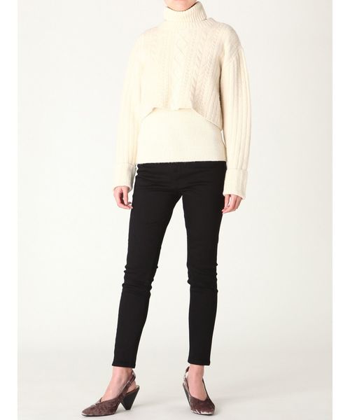 LAGUNAMOON（ラグナムーン）の「レイヤードケーブルニットプルオーバー（ニット/セーター・レディース・ホワイト/レッド・FREE）」の3枚目の写真