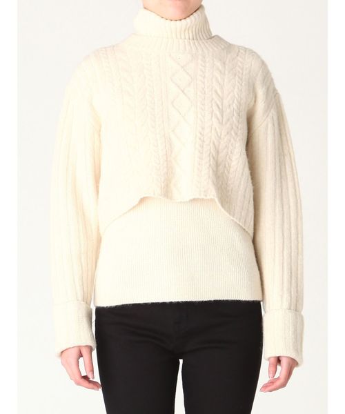 LAGUNAMOON（ラグナムーン）の「レイヤードケーブルニットプルオーバー（ニット/セーター・レディース・ホワイト/レッド・FREE）」の4枚目の写真