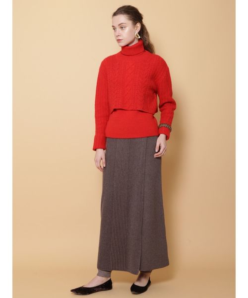 LAGUNAMOON（ラグナムーン）の「レイヤードケーブルニットプルオーバー（ニット/セーター・レディース・ホワイト/レッド・FREE）」の15枚目の写真