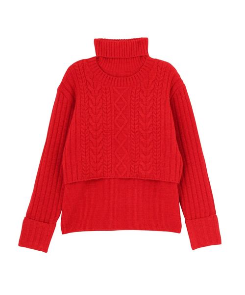 LAGUNAMOON（ラグナムーン）の「レイヤードケーブルニットプルオーバー（ニット/セーター・レディース・ホワイト/レッド・FREE）」の18枚目の写真