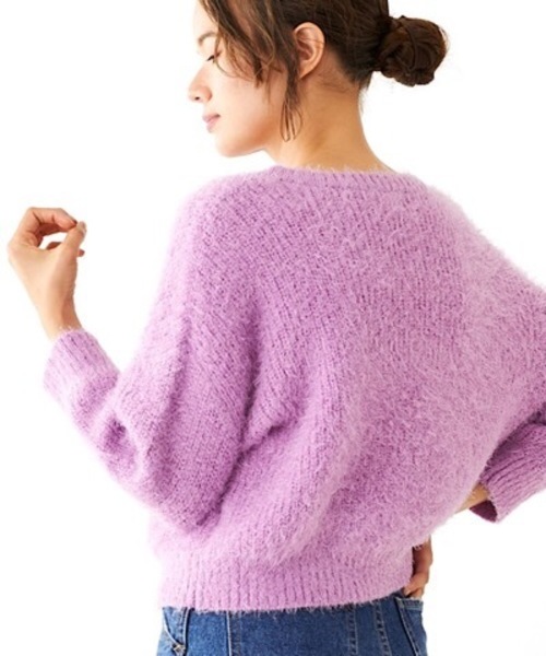 flower（フラワー）の「フラッフィーニットトップ（ニット/セーター・レディース・ベージュ/ネイビー/ピンク/グリーン・FREE）」の13枚目の写真