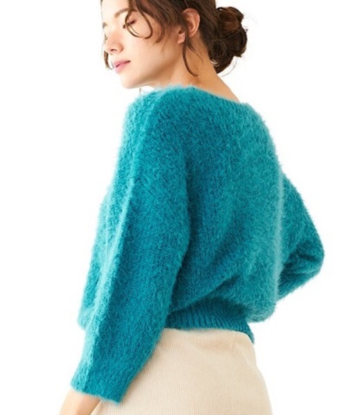 flower（フラワー）の「フラッフィーニットトップ（ニット/セーター・レディース・ベージュ/ネイビー/ピンク/グリーン・FREE）」の16枚目の写真