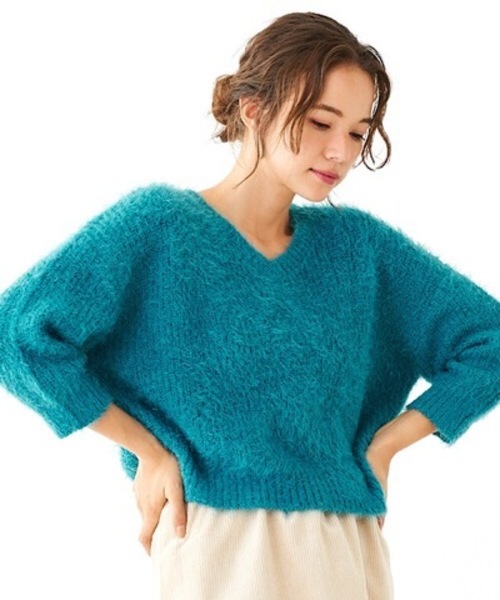 flower（フラワー）の「フラッフィーニットトップ（ニット/セーター・レディース・ベージュ/ネイビー/ピンク/グリーン・FREE）」の17枚目の写真