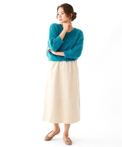 flower（フラワー）の「フラッフィーニットトップ（ニット/セーター・レディース・ベージュ/ネイビー/ピンク/グリーン・FREE）」の18枚目の写真