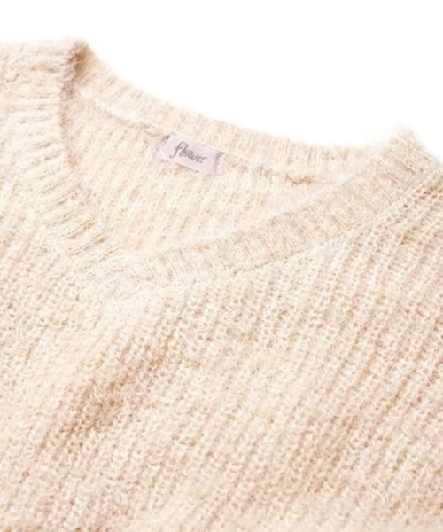 flower（フラワー）の「フラッフィーニットトップ（ニット/セーター・レディース・ベージュ/ネイビー/ピンク/グリーン・FREE）」の19枚目の写真