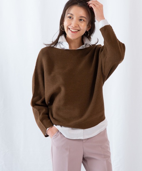 NARACAMICIE（ナラカミーチェ）の「ホールガーメントパール編みプルオーバーニット（ニット/セーター・レディース・ホワイト/ネイビー/ブラウン・MEDIUM）」の2枚目の写真