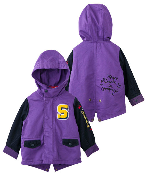 X-girl Stages(エックスガールステージス)の「MODS JACKET (12M~3T)(モッズコート・キッズ・パープル/インディゴブルー/オリーブ・12M/2T/3T)」の1枚目の写真