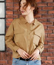 Luz Llena | 綿ツイルミリタリーシャツジャケット(シャツ/ブラウス)