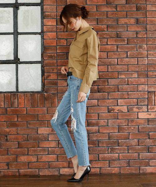 Luz Llena（ラズレナ）の「綿ツイルミリタリーシャツジャケット（シャツ/ブラウス・レディース・ベージュ/カーキ・MEDIUM）」の10枚目の写真