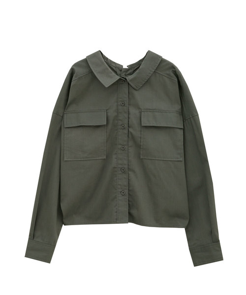 Luz Llena（ラズレナ）の「綿ツイルミリタリーシャツジャケット（シャツ/ブラウス・レディース・ベージュ/カーキ・MEDIUM）」の8枚目の写真