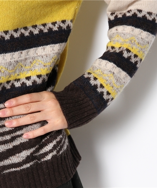 ROSE BUD(ローズバッド)の「【カタログ掲載】LK-13279 V/N CROPPED P/O(ニット/セーター・レディース・キャメル/ネイビー・ONE SIZE)」の6枚目の写真