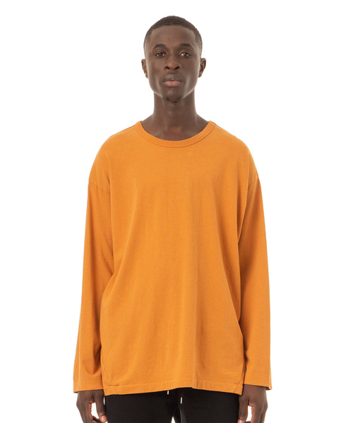 Sandinista（サンディニスタ）の「Easy Fit Triangle Cut L/S Tee / イージーフィット三角切り替え長袖Ｔシャツ - アメリカコットン（Tシャツ/カットソー・メンズ・ホワイト/ブラック/ベージュ/オレンジ・SMALL/MEDIUM/LARGE）」の4枚目の写真