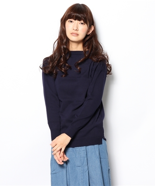 BEAMS BOY(ビームスボーイ)の「○Le Tricoteur / コットン ガンジー セーター(ニット/セーター・レディース・オフホワイト/ネイビー・ONE SIZE)」の1枚目の写真