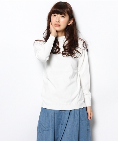 BEAMS BOY(ビームスボーイ)の「○Le Tricoteur / コットン ガンジー セーター(ニット/セーター・レディース・オフホワイト/ネイビー・ONE SIZE)」の2枚目の写真