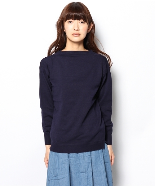 BEAMS BOY(ビームスボーイ)の「○Le Tricoteur / コットン ガンジー セーター(ニット/セーター・レディース・オフホワイト/ネイビー・ONE SIZE)」の3枚目の写真