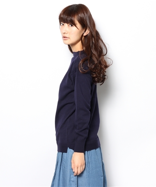 BEAMS BOY(ビームスボーイ)の「○Le Tricoteur / コットン ガンジー セーター(ニット/セーター・レディース・オフホワイト/ネイビー・ONE SIZE)」の4枚目の写真