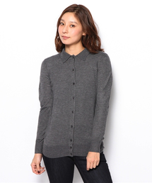 ウール混襟付きニットカーディガン