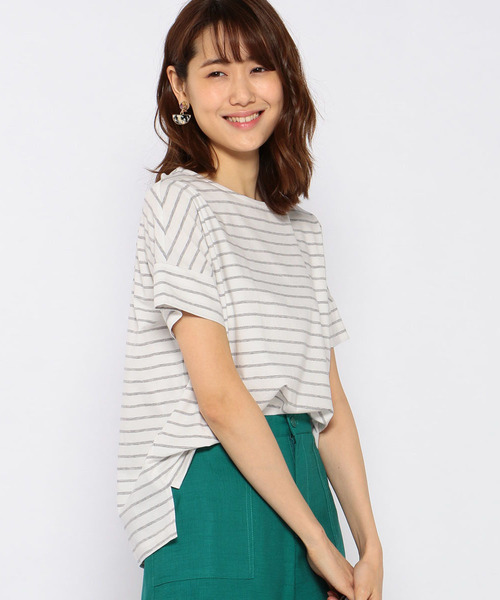 Petit Honfleur（プチオンフルール）の「◇カタログ掲載◇【COOLER TOUCHシリーズ】ボーダープルオーバー（Tシャツ/カットソー・レディース・ネイビー/グレー/ブルー・M size/L size）」の2枚目の写真