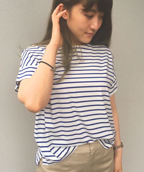 Petit Honfleur（プチオンフルール）の「◇カタログ掲載◇【COOLER TOUCHシリーズ】ボーダープルオーバー（Tシャツ/カットソー・レディース・ネイビー/グレー/ブルー・M size/L size）」の17枚目の写真