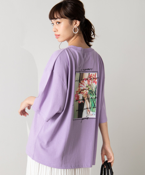 WEGO（ウィゴー）の「WEGO/バックフォトプリントTシャツ（Tシャツ/カットソー・レディース・ホワイト/ベージュ/スミクロ/イエロー/パープル・FREE）」の5枚目の写真