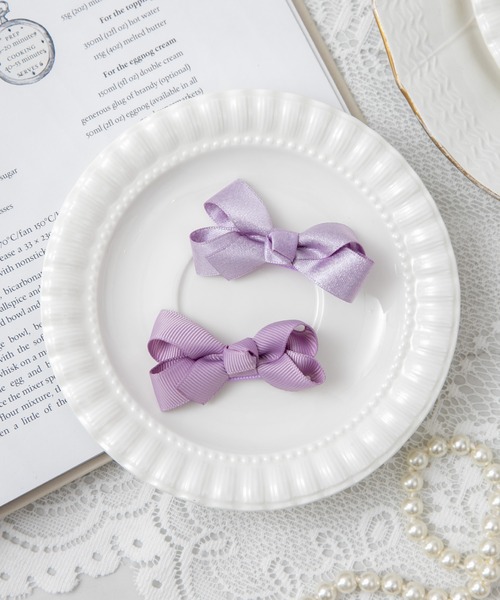 panpantutu（パンパンチュチュ）の「プチリボンヘアピン(2個セット)（ヘアピン・キッズ・ラベンダー/グリーン×ピンク/グレー×ピンク/レッド系その他/ピンク系その他/ホワイト系その他/ブルー系その他/チェック/ホワイト×ピンク/イエロー×グリーン/ピンク系その他2/レッド系その他2/イエロー系その他/シルバー×ゴールド/ローズ/ライラック系/ブラック・FREE）」の8枚目の写真