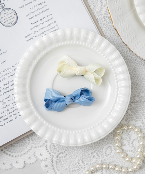 panpantutu（パンパンチュチュ）の「プチリボンヘアピン(2個セット)（ヘアピン・キッズ・ラベンダー/グリーン×ピンク/グレー×ピンク/レッド系その他/ピンク系その他/ホワイト系その他/ブルー系その他/チェック/ホワイト×ピンク/イエロー×グリーン/ピンク系その他2/レッド系その他2/イエロー系その他/シルバー×ゴールド/ローズ/ライラック系/ブラック・FREE）」の9枚目の写真