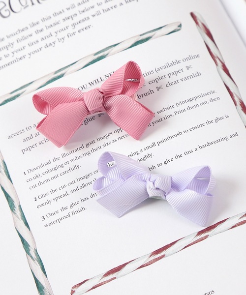 panpantutu（パンパンチュチュ）の「プチリボンヘアピン(2個セット)（ヘアピン・キッズ・ラベンダー/グリーン×ピンク/グレー×ピンク/レッド系その他/ピンク系その他/ホワイト系その他/ブルー系その他/チェック/ホワイト×ピンク/イエロー×グリーン/ピンク系その他2/レッド系その他2/イエロー系その他/シルバー×ゴールド/ローズ/ライラック系/ブラック・FREE）」の11枚目の写真