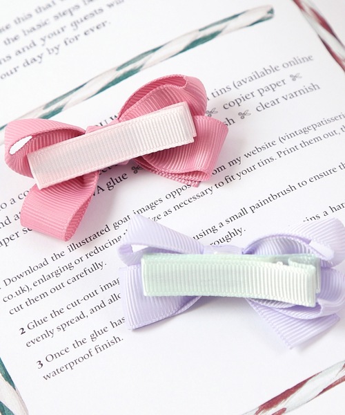 panpantutu（パンパンチュチュ）の「プチリボンヘアピン(2個セット)（ヘアピン・キッズ・ラベンダー/グリーン×ピンク/グレー×ピンク/レッド系その他/ピンク系その他/ホワイト系その他/ブルー系その他/チェック/ホワイト×ピンク/イエロー×グリーン/ピンク系その他2/レッド系その他2/イエロー系その他/シルバー×ゴールド/ローズ/ライラック系/ブラック・FREE）」の22枚目の写真