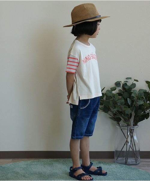 L.COPECK（エルコペック）の「[100-140]ライトニット風デニムショーツ（デニムパンツ・キッズ・ネイビー/ブルー・100cm/140cm/120cm/110cm/130cm）」の6枚目の写真