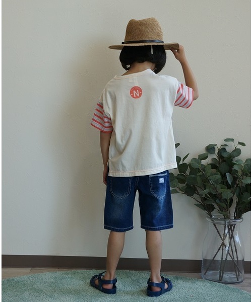 L.COPECK（エルコペック）の「[100-140]ライトニット風デニムショーツ（デニムパンツ・キッズ・ネイビー/ブルー・100cm/140cm/120cm/110cm/130cm）」の7枚目の写真